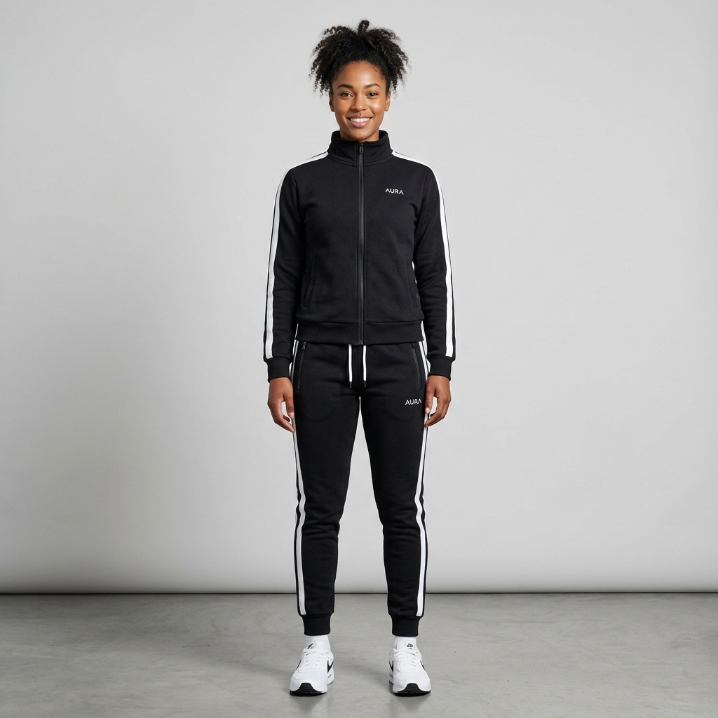 Women's Classic Contrast Side-Stripe Zip Tracksuit Set