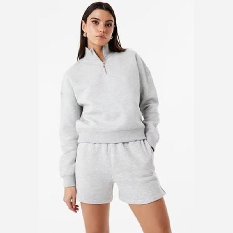 Women's Quarter-Zip Fleece Sweatshirt & Shorts Set