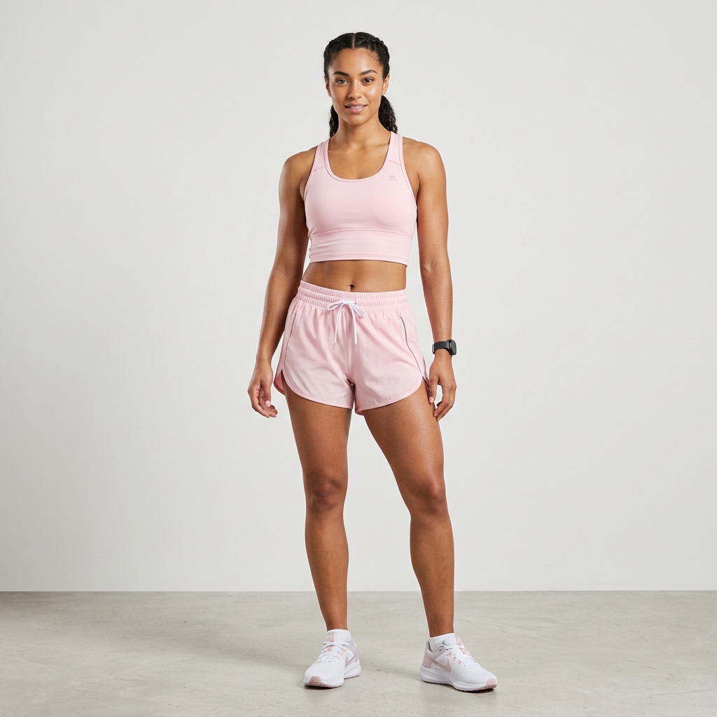 Women's Scoop-Neck Athletic Sports Bra & Running Shorts Set