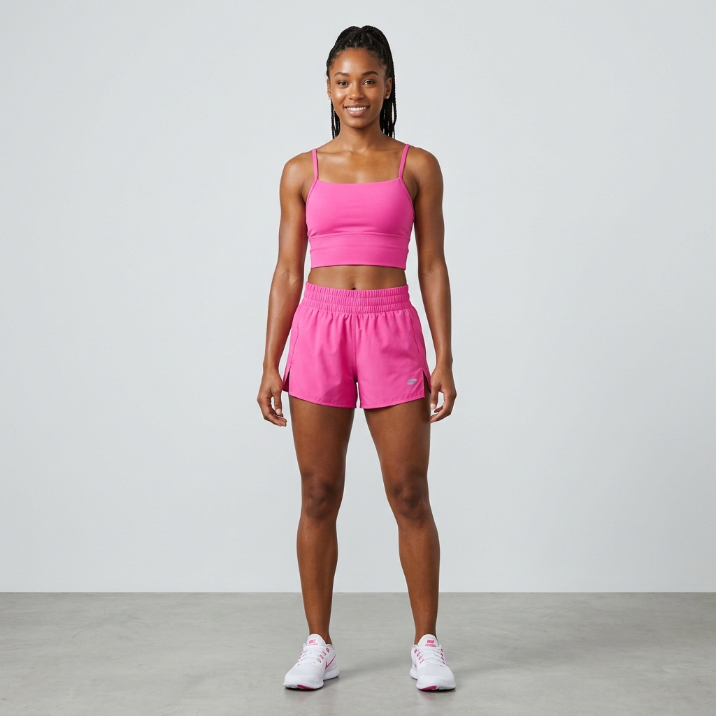 Women's Square-Neck Cami Sports Bra & Dolphin Shorts Set